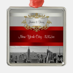 Ornement Métallique NYC Skyline BW 05 White Red Invitation Suite