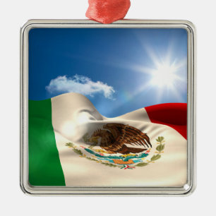 Ornement Métallique Ondulation de drapeau du Mexique produite par