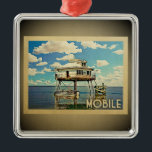 Ornement Métallique Ornament mobile alabama<br><div class="desc">A cool vintage Mobile ornament featuring a boat stopped on the bay.</div>