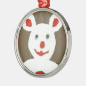 Ornement Métallique Ours blanc avec nez rouge, bouche et oreilles (Pèr (Gauche)