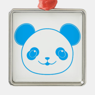 Ornement Métallique Ours bleu Kawaii Panda