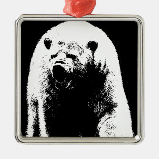 Ornement Métallique Ours polaire noir et blanc Pop Art