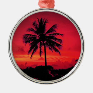 Ornement Métallique Palmiers exotiques du coucher de soleil de l'Hawaï