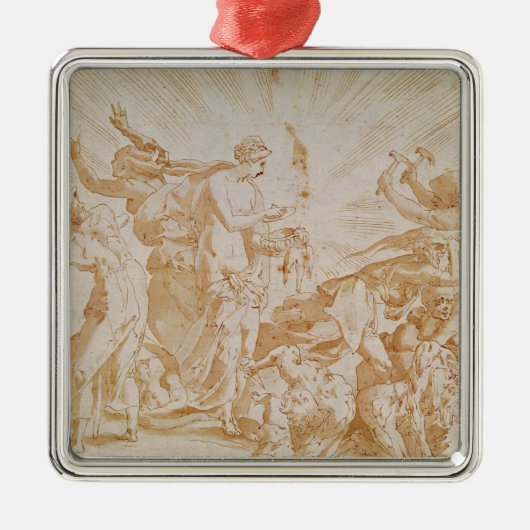 Ornement Métallique Pandore ouvrant la boîte (Devant)