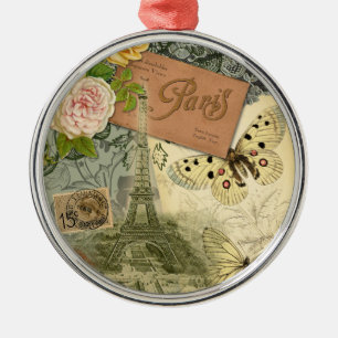 Ornement Métallique Paris France Art Antique Collage Eiffel Français