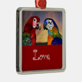 Ornement Métallique PARROTS HYPER / BLEU ET ARA ROUGE Aimer (Droite)