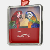 Ornement Métallique PARROTS HYPER / BLEU ET ARA ROUGE Aimer (Gauche)