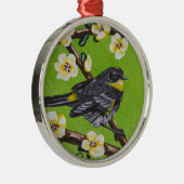 Ornement Métallique Paruline à gorge jaune ~ Printemps (Droite)