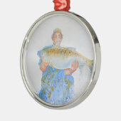 Ornement Métallique Pêcheur peinture d'aquarelle cadeau de pêche pour (Gauche)