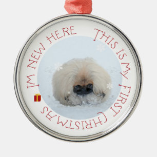 Ornement Métallique Pekingese Puppy First Christmas