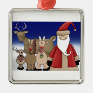 Ornement Métallique Père Noël et son cerf