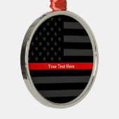 Ornement Métallique Personalized Thin Red Line Grey US Flag Keepsake (Droite)