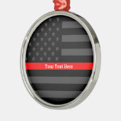 Ornement Métallique Personalized Thin Red Line Grey US Flag Keepsake (Gauche)