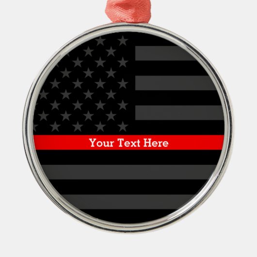 Ornement Métallique Personalized Thin Red Line Grey US Flag Keepsake (Devant)