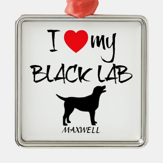 Ornement Métallique Personnalisé J'Aime Mon Black Lab (Devant)