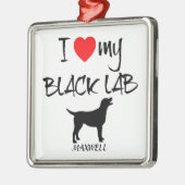 Ornement Métallique Personnalisé J'Aime Mon Black Lab (Gauche)