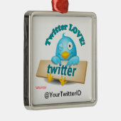 Ornement Métallique Personnaliser Twitter ID LOVE Ornament (Droite)