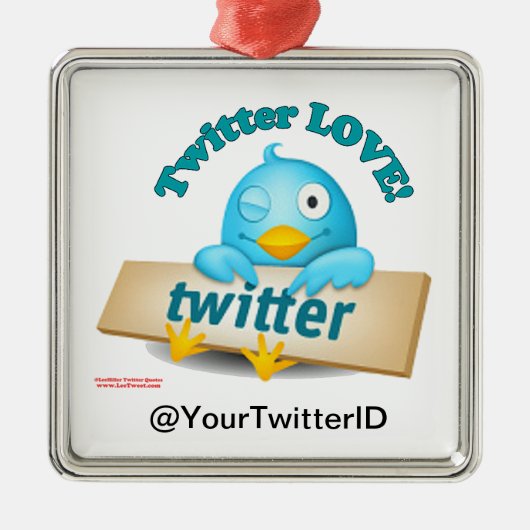 Ornement Métallique Personnaliser Twitter ID LOVE Ornament (Devant)