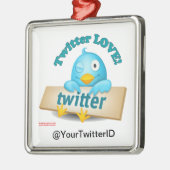 Ornement Métallique Personnaliser Twitter ID LOVE Ornament (Gauche)