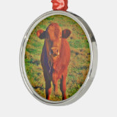 Ornement Métallique Petite vache Brown Graine verte brillante (Gauche)