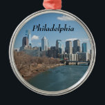 Ornement Métallique Philly winter<br><div class="desc">This is the beautiful skyline of the city of Philadelphia, taken from a bridge crossing the Schuylkill River. The architecture of the skyscrapers and buildings of Philly are on display in this photo. Center City, the downtown area of Philadelphia, is the focus of this photograph. Les clouds de Buty sont...</div>