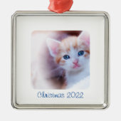 Ornement Métallique Photo de la frontière blanche Noël (Devant)