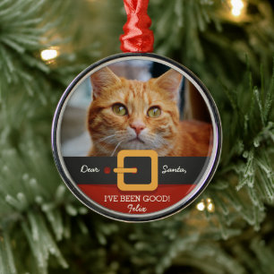 Ornement Métallique Photo drôle de chat de Père Noël de Noël et
