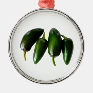 Ornement Métallique Photographie verte de quatre poivrons de Jalapeno
