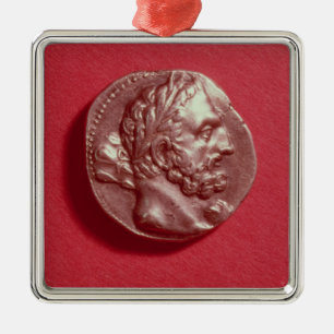 Ornement Métallique Pièce de monnaie Punic soutenant la tête de