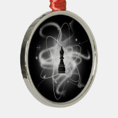 Ornement Métallique Pièce d'échec atomique noire et blanche - Évêque (Droite)