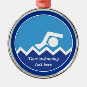 Ornement Métallique Pismming venin, swimmer on blue circle custom
