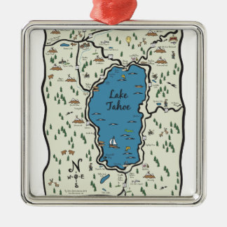 Ornement Métallique Pleine carte de région du lac Tahoe