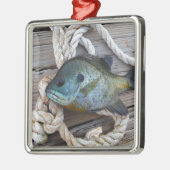 Ornement Métallique Poisson rouge sur quai et corde (Gauche)