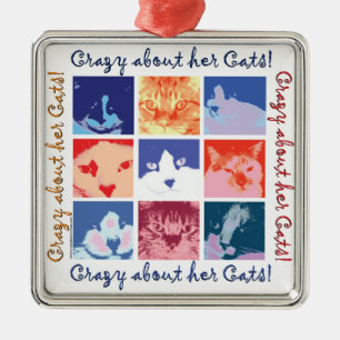 Ornement Métallique Pop Art Kitty Chats