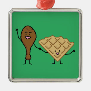 Ornement Métallique Poulet et gaufres américains et cuisine du sud