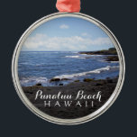 Ornement Métallique Punalu'u Black Sand Beach Hawaii Digital Oil Paint<br><div class="desc">Profitez de cette belle photo des belles plages de sable noir de Punalu'u Beach sur la grande île d'Hawaii ! Photo © de HawaiiSands</div>