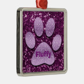 Ornement Métallique Puppy Paw Purple Faux Parties scintillant (Droite)