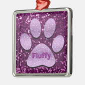Ornement Métallique Puppy Paw Purple Faux Parties scintillant (Gauche)