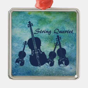 Ornement Métallique Quartet de ficelle sur le bleu