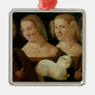 Ornement Métallique Quatre personnes riant de la vue d'un chat