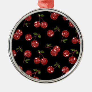 Ornement Métallique RAB Rockabilly très cerise cerises sur noir