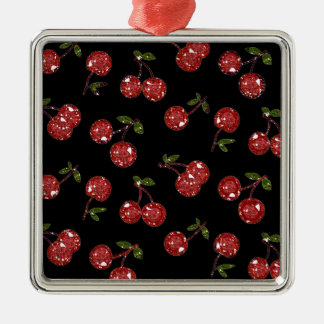 Ornement Métallique RAB Rockabilly très cerise cerises sur noir