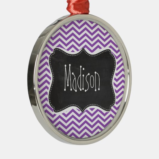 Ornement Métallique Retro Chalkboard; Deep Lilac Chevron (Droite)
