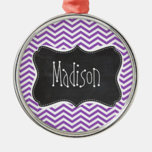Ornement Métallique Retro Chalkboard; Deep Lilac Chevron