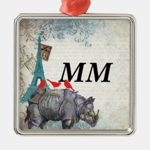 Ornement Métallique Rhinocéros vintage