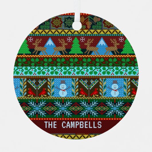 Ornement Métallique Rindeer de Noël moche | Nom (Recto)