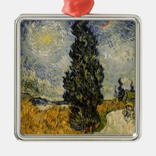 Ornement Métallique Route de Vincent van Gogh   avec des cyprès, 1890