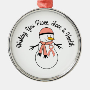 Ornement Métallique Ruban de cancer utérin de Noël Snowman