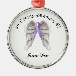 Ornement Métallique Ruban Violet Tout Cancer En Mémoire