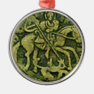 ORNEMENT MÉTALLIQUE SAINT GEORGE ET DRAGON MEDALLION